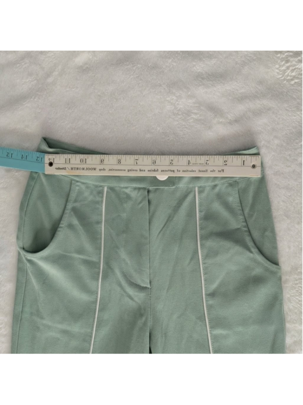ModCloth Mint Green White Contrast Piping Retro Stretch Wide Leg Trousers - 2 - Picture 6 of 12